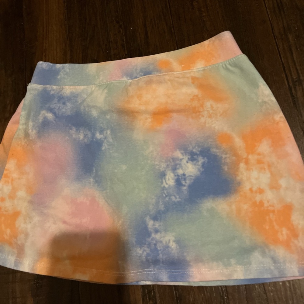 SO Orange and Blue A-Line Mini Skirt for Casual Wear